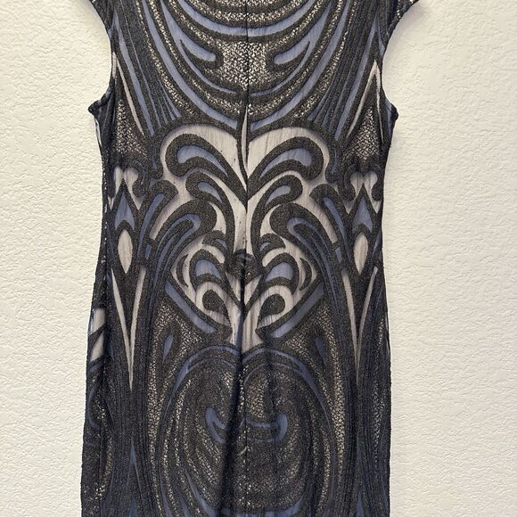 Julia‎ Jordan Sheath Dress Embroidered Fairycore Whimsygoth Sz 14 Black Stretch - Picture 5 of 12